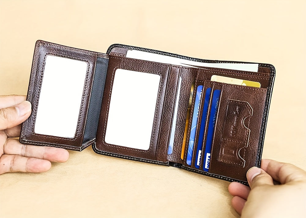 CIEPHIA Card Holder or RFID Blocking Wallet for Men - Slim Minimalist Vintage Leather Wallet with Anti-Theft, Genuine Cowhide, Compact Bi/Fold Design, ID Window