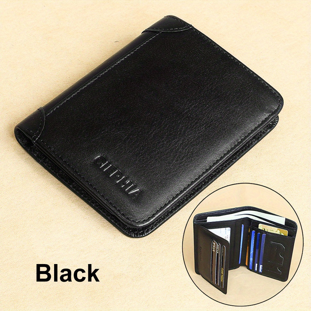 CIEPHIA Card Holder or RFID Blocking Wallet for Men - Slim Minimalist Vintage Leather Wallet with Anti-Theft, Genuine Cowhide, Compact Bi/Fold Design, ID Window