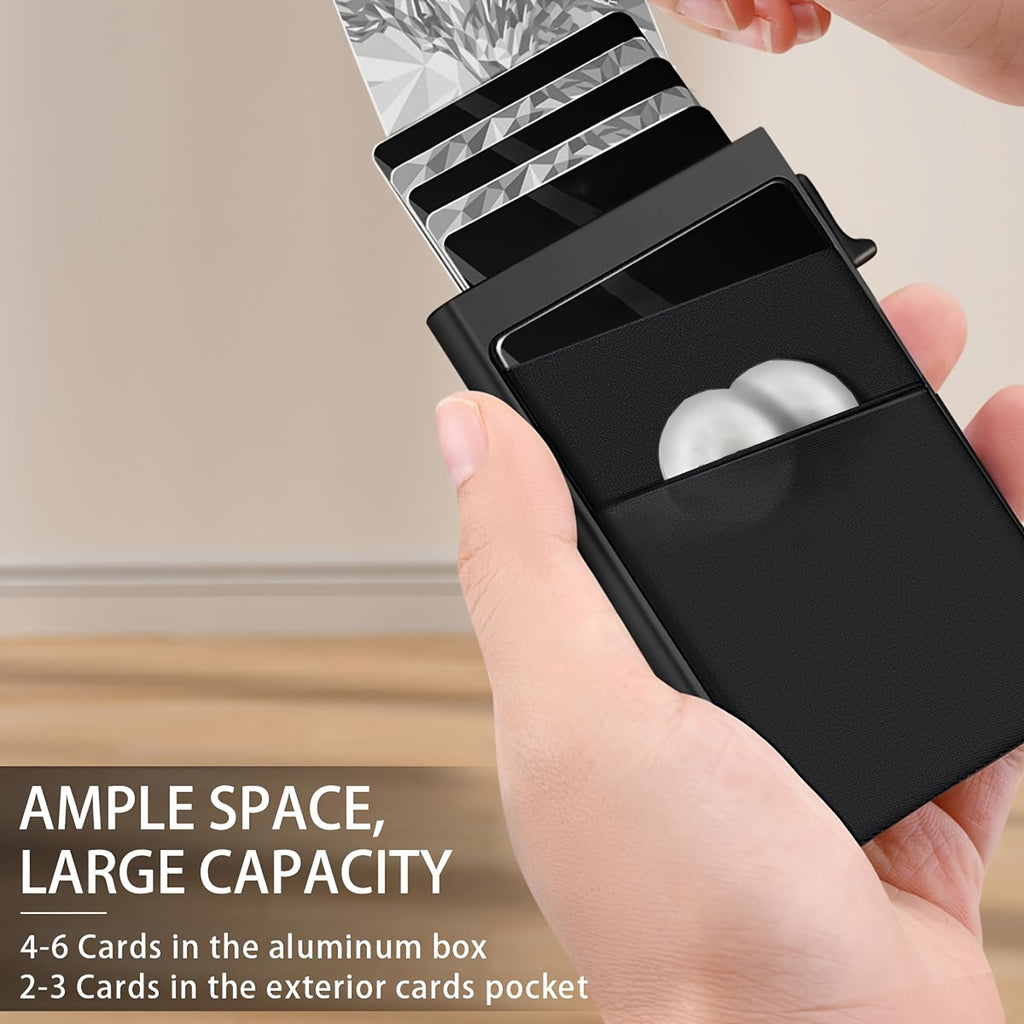 Aluminum Alloy Card Holder Automatical Pop Up Business Card Holder RFID Blocking Anti-degaussing Card Holder Christmas Gift