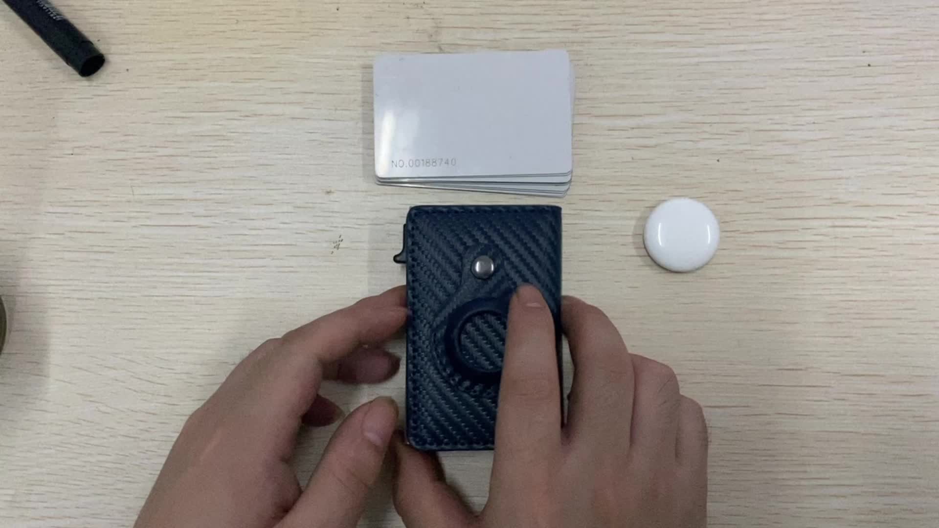 Auto Side Push Card Holder Wallet For Men Slim RFID Blocking Money Clip Wallets Minimalist Wallet With Money Pocket