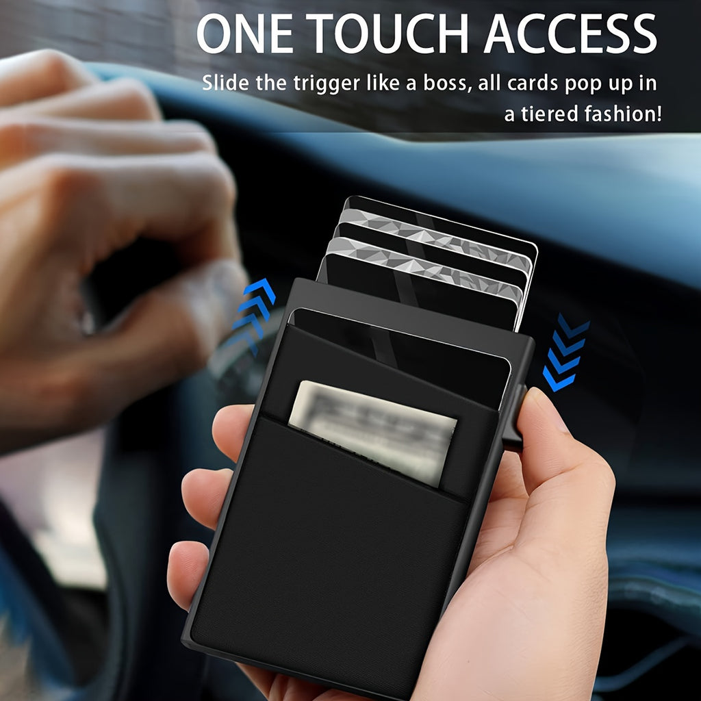 Aluminum Alloy Card Holder Automatical Pop Up Business Card Holder RFID Blocking Anti-degaussing Card Holder Christmas Gift