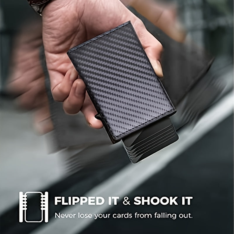 Auto Side Push Card Holder Wallet For Men Slim RFID Blocking Money Clip Wallets Minimalist Wallet With Money Pocket