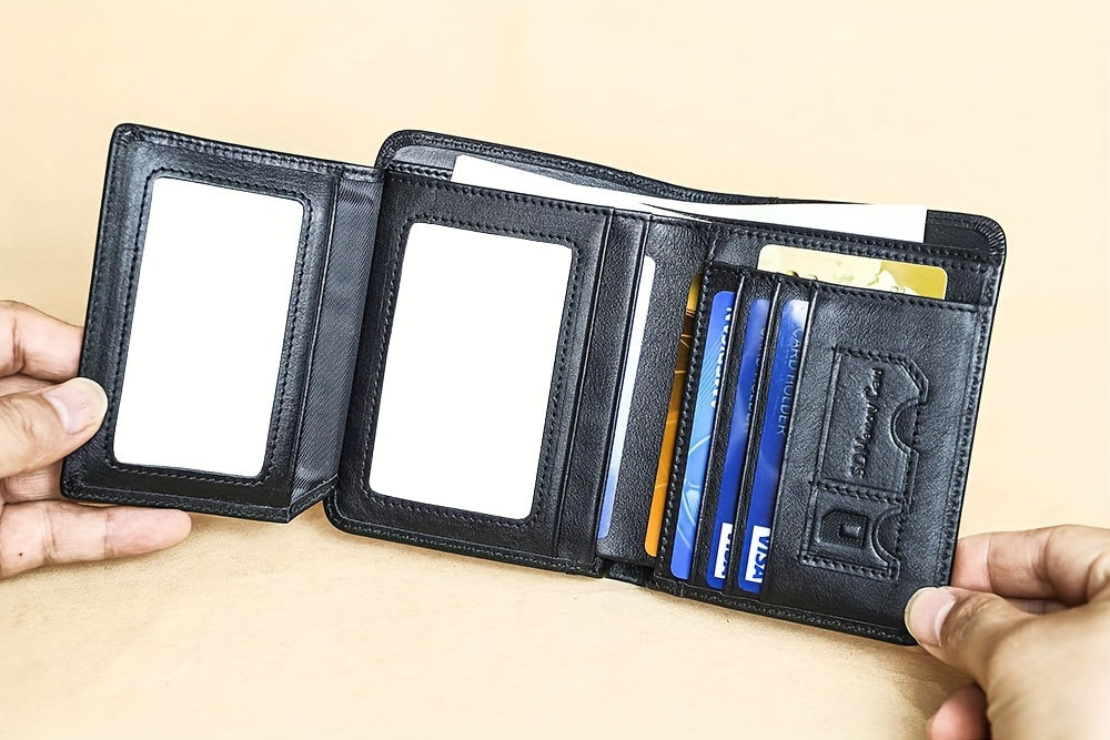 CIEPHIA Card Holder or RFID Blocking Wallet for Men - Slim Minimalist Vintage Leather Wallet with Anti-Theft, Genuine Cowhide, Compact Bi/Fold Design, ID Window