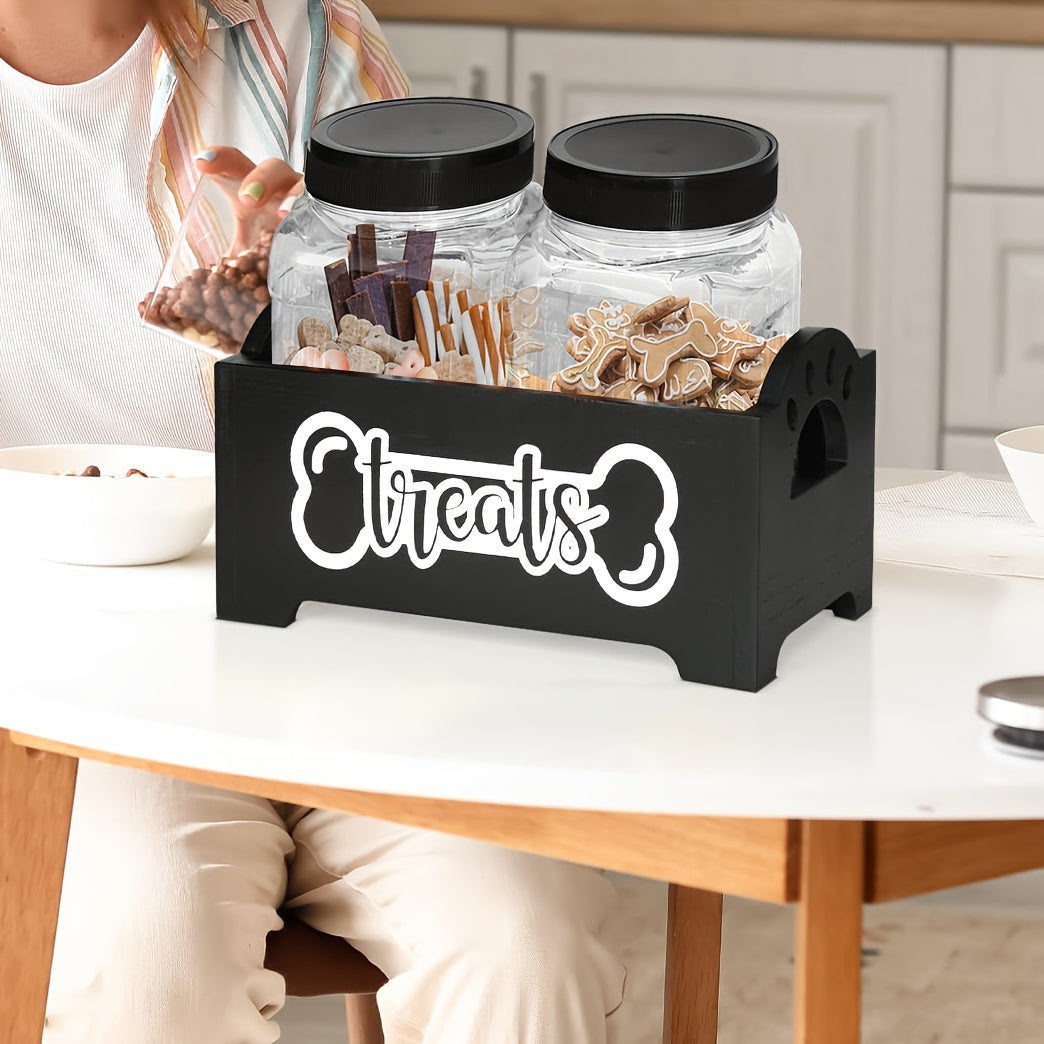 Wooden Dog Treat Holder Set – Storage with Jars
