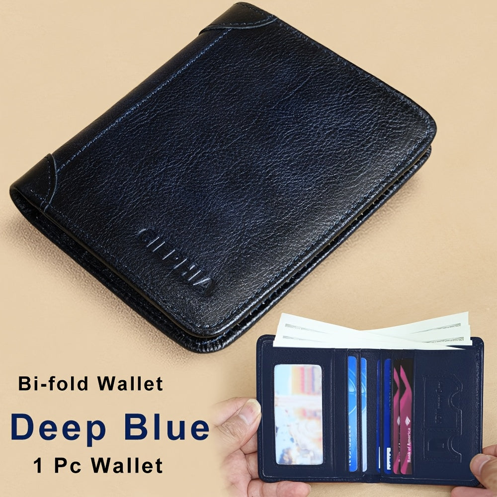 CIEPHIA Card Holder or RFID Blocking Wallet for Men - Slim Minimalist Vintage Leather Wallet with Anti-Theft, Genuine Cowhide, Compact Bi/Fold Design, ID Window