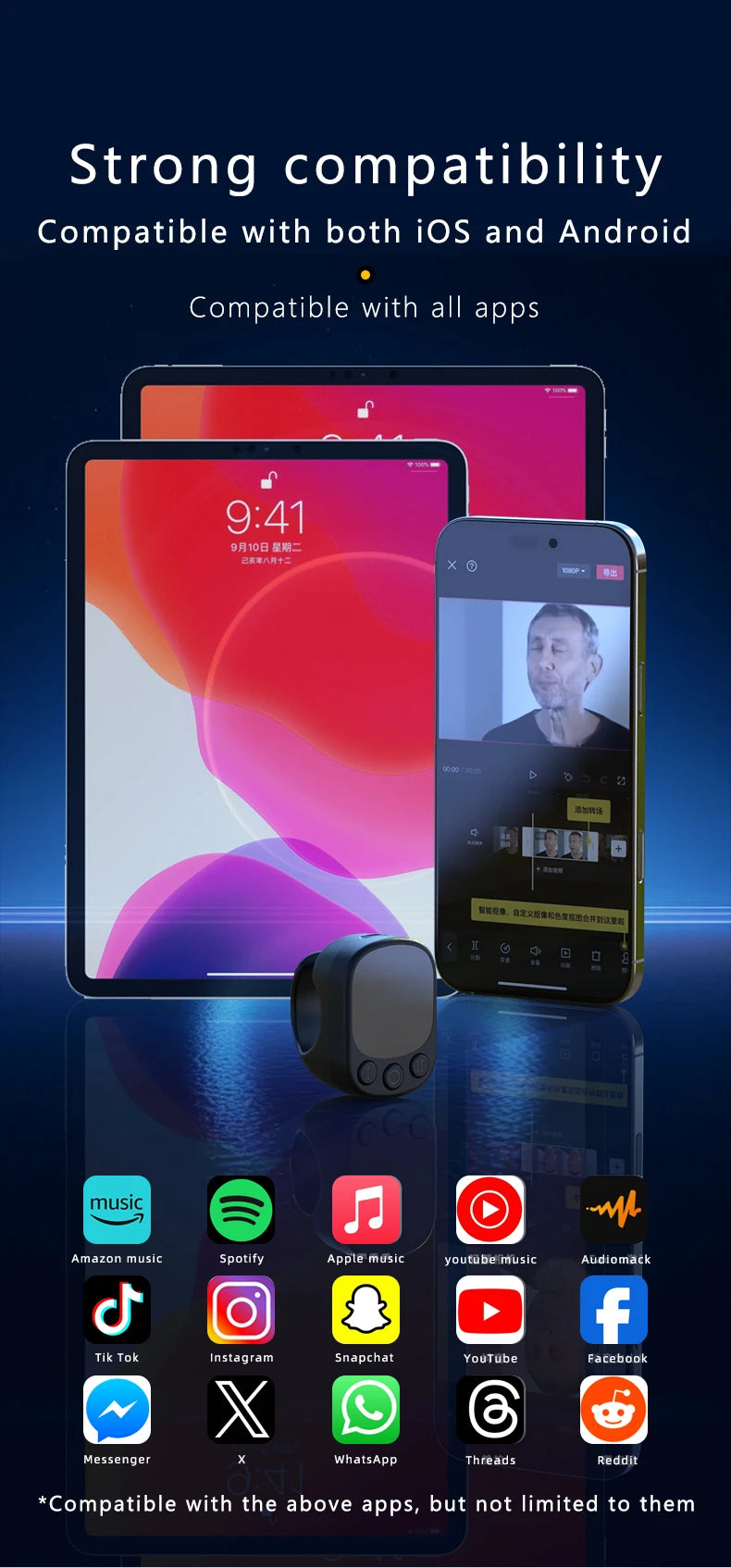 Mouse Ring Remote Control with Touchpad – Automatic Screen Clicker &amp; Scroll Ring