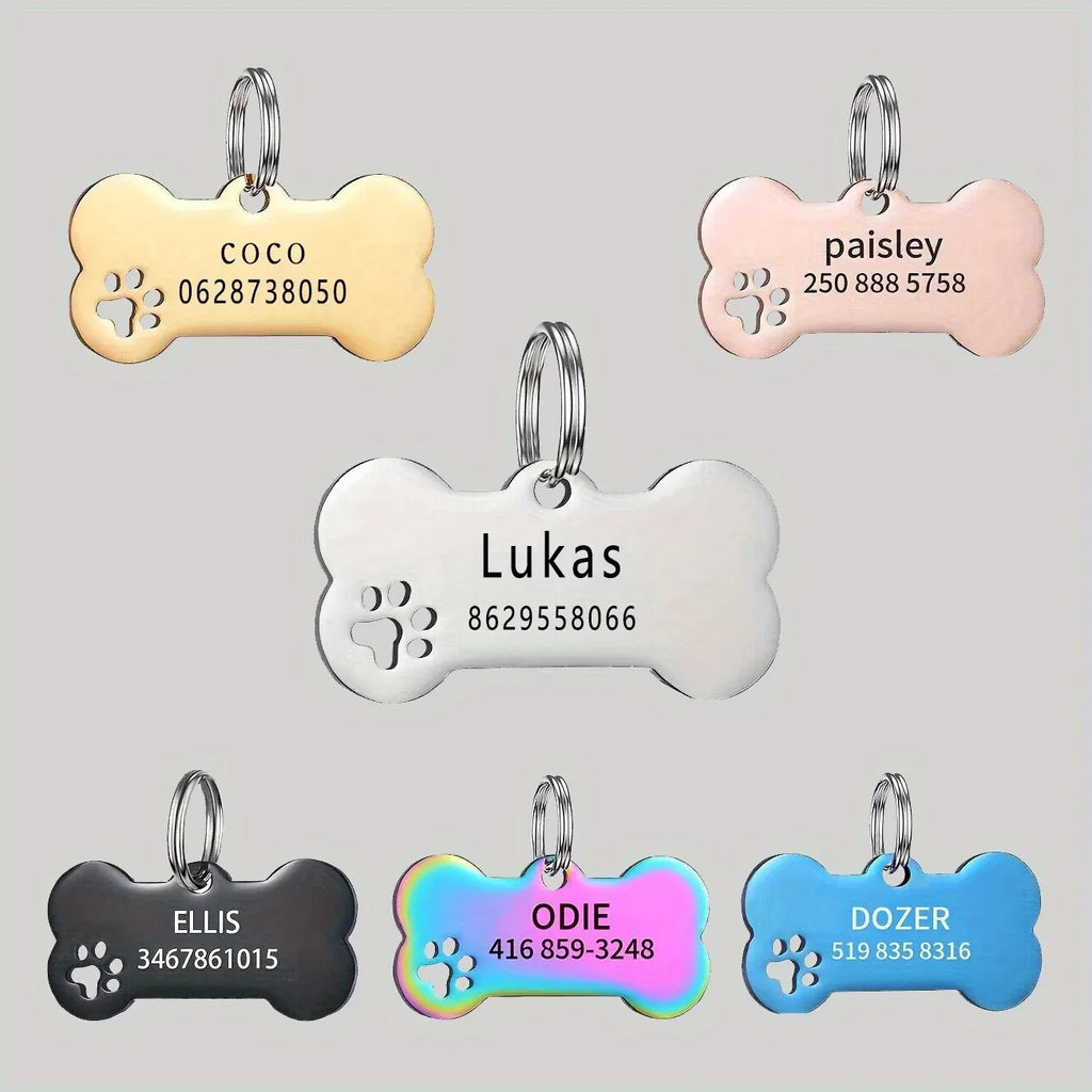 Personalized Engraved Dog & Cat ID Tag Bone Shape