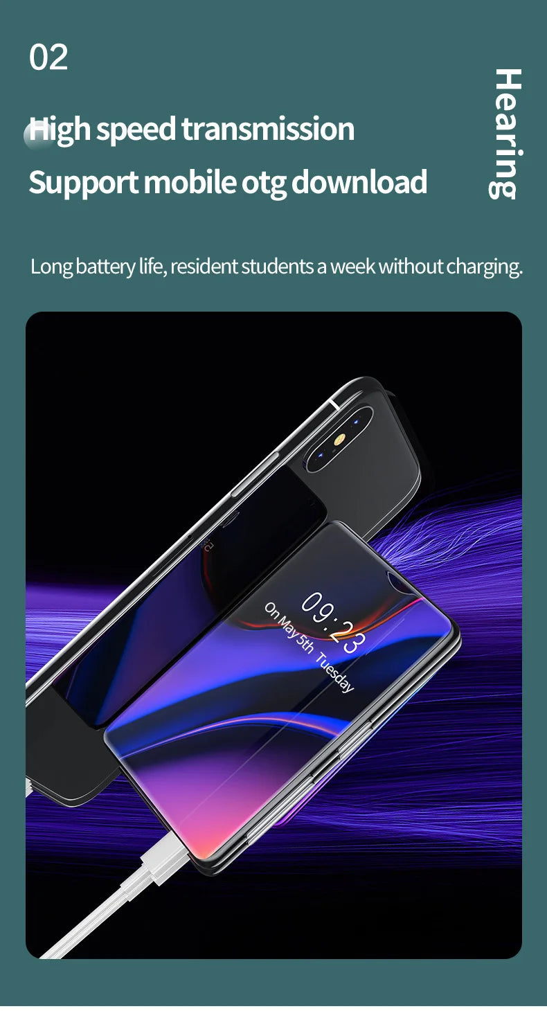 Metal Bluetooth MP3 Player – HiFi Music, Touch Screen & Built-in Speaker