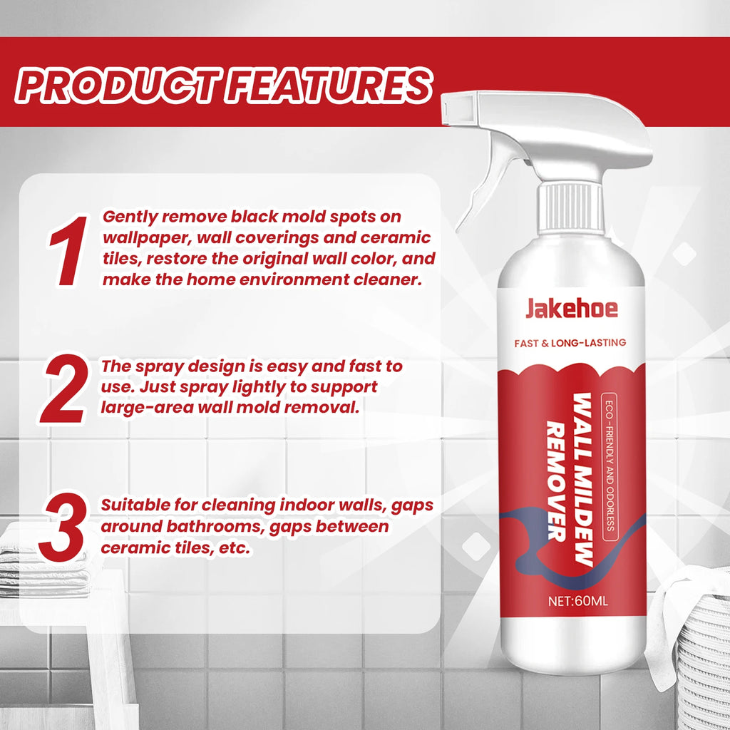 Jakehoe Wall & Tile Mildew Remover – Bathroom & Household Cleaner, Stain & Mildew Preventer, 60ml