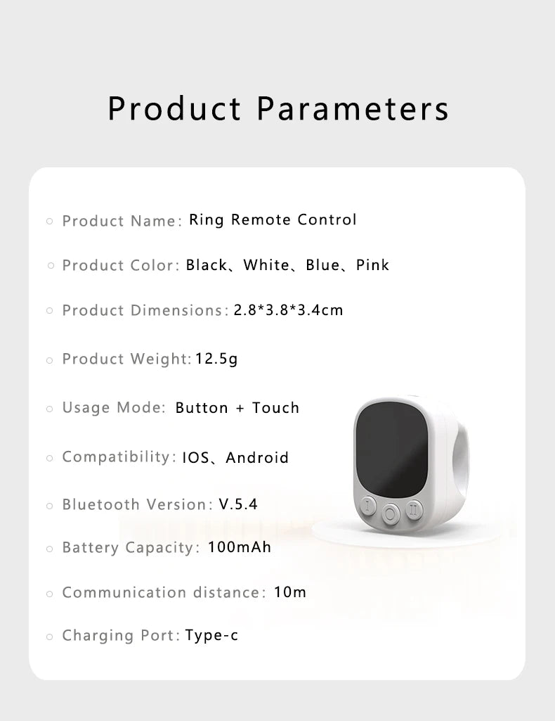 Mouse Ring Remote Control with Touchpad – Automatic Screen Clicker &amp; Scroll Ring