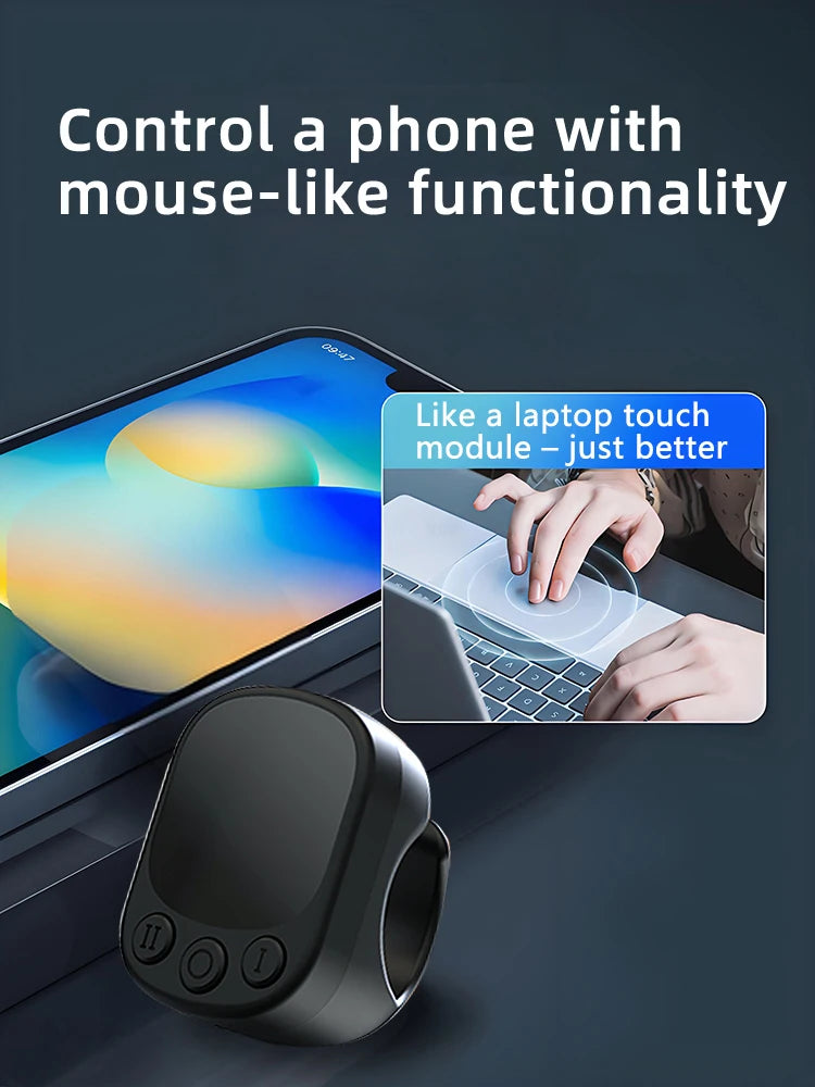 Mouse Ring Remote Control with Touchpad – Automatic Screen Clicker &amp; Scroll Ring