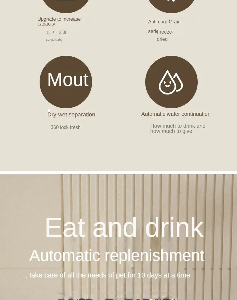 Automatic Dog &amp; Cat Feeder with Water Fountain