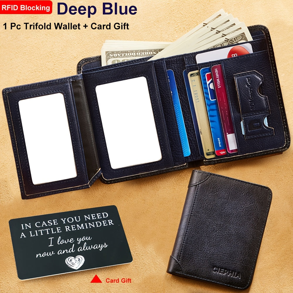 CIEPHIA Card Holder or RFID Blocking Wallet for Men - Slim Minimalist Vintage Leather Wallet with Anti-Theft, Genuine Cowhide, Compact Bi/Fold Design, ID Window