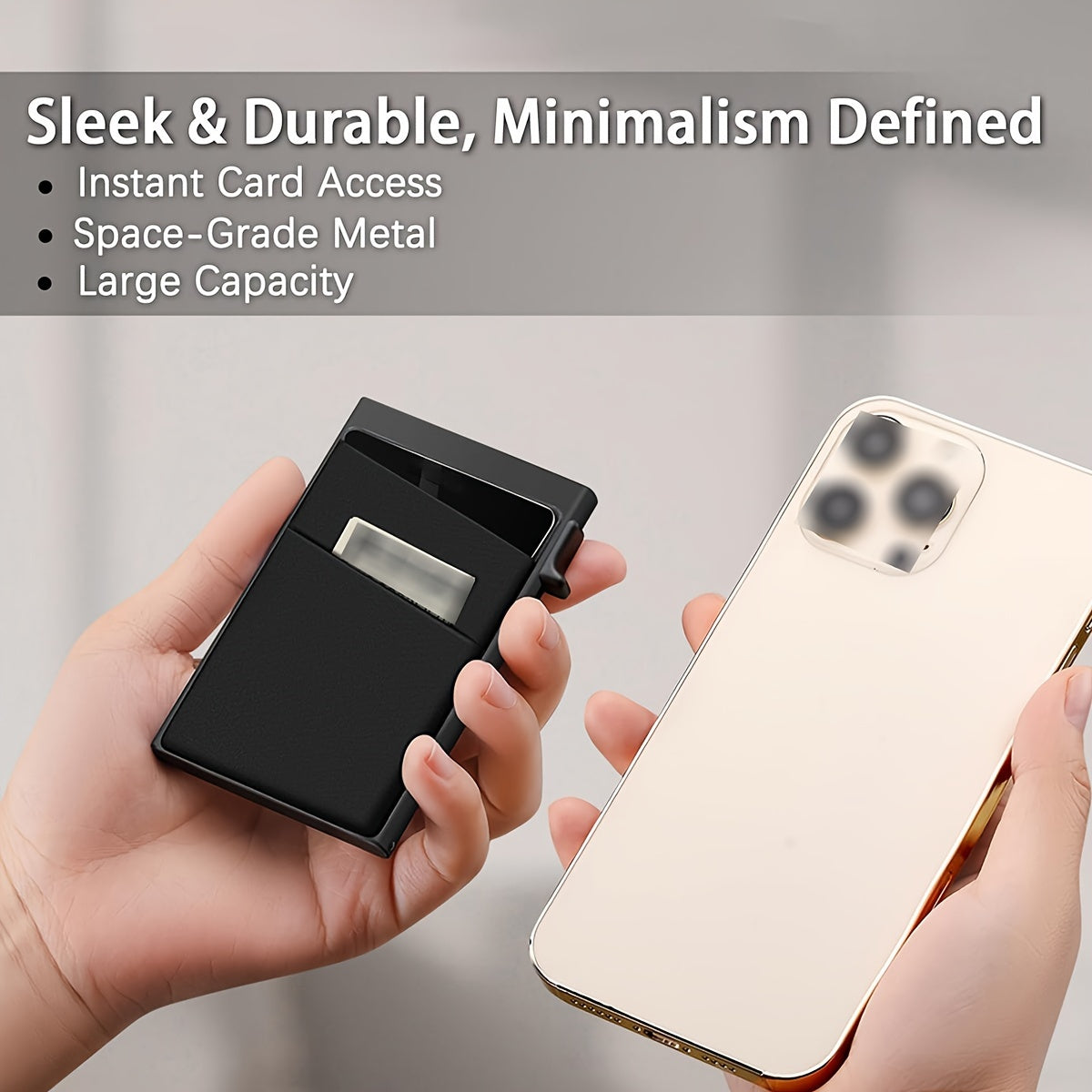 Aluminum Alloy Card Holder Automatical Pop Up Business Card Holder RFID Blocking Anti-degaussing Card Holder Christmas Gift