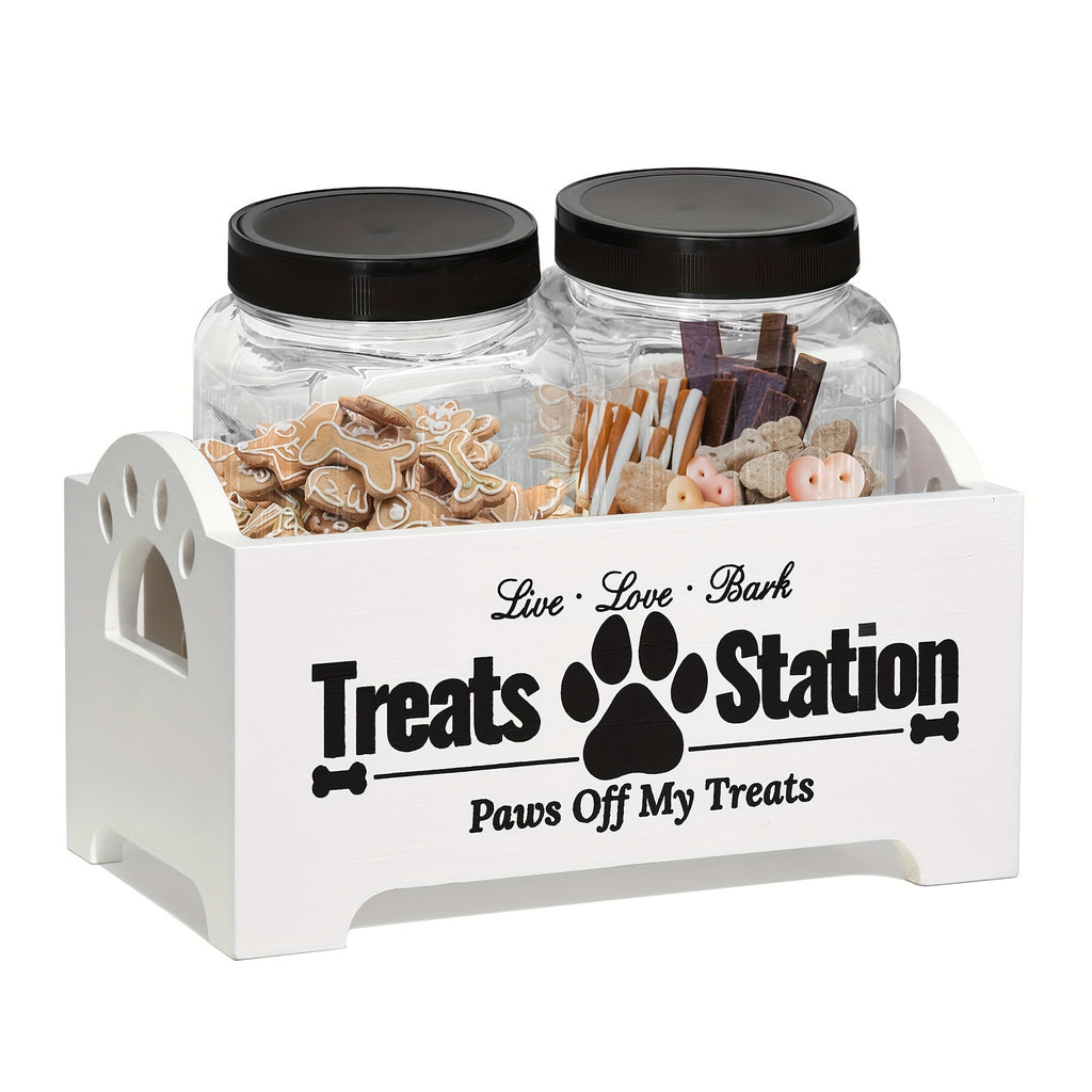 Wooden Dog Treat Holder Set – Storage with Jars